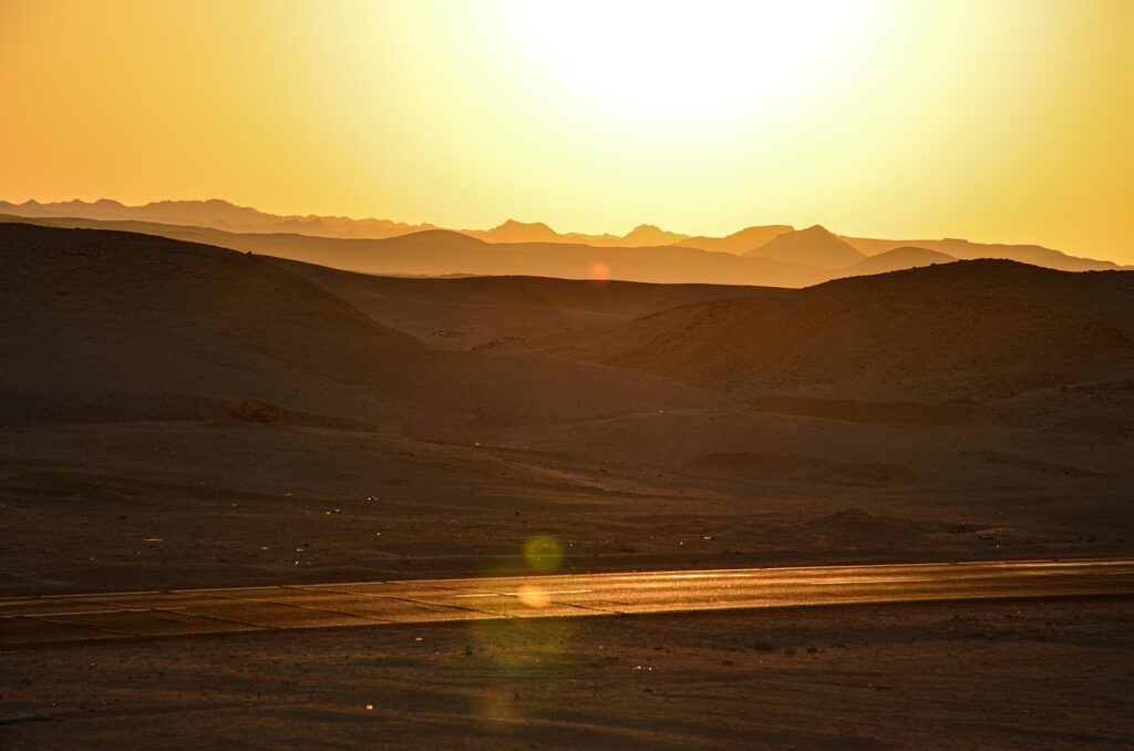 sunset, desert, heat, nature, spicy, summer, egypt, sun, sand, yellow, hot, reflection